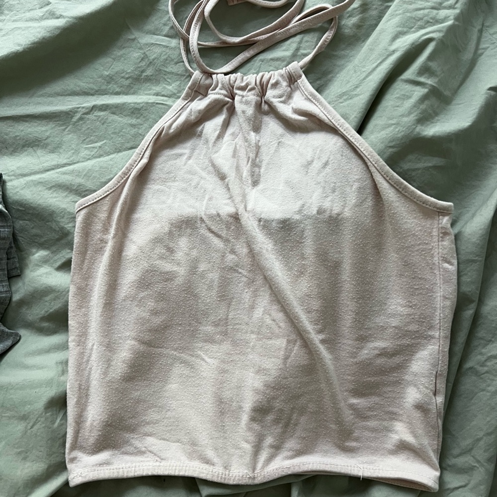 Brandy Melville Light Pink Cream Halter Tank Top